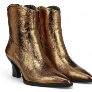 Sarto by Franco Gold Metallic Leather Ankle Boots